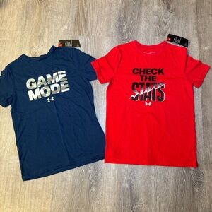 Under Armour Kids Tees - Navy Blue & Bright Red